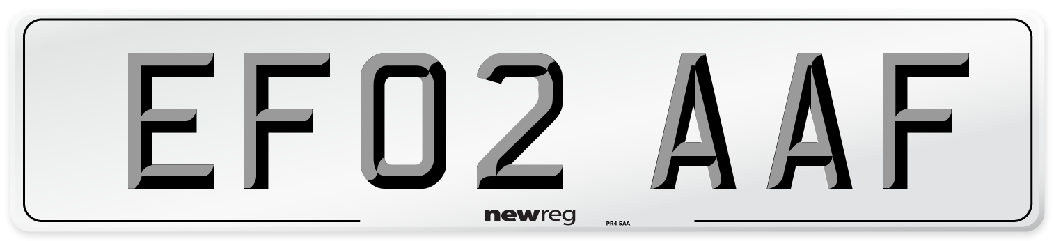 EF02 AAF Number Plate from New Reg
